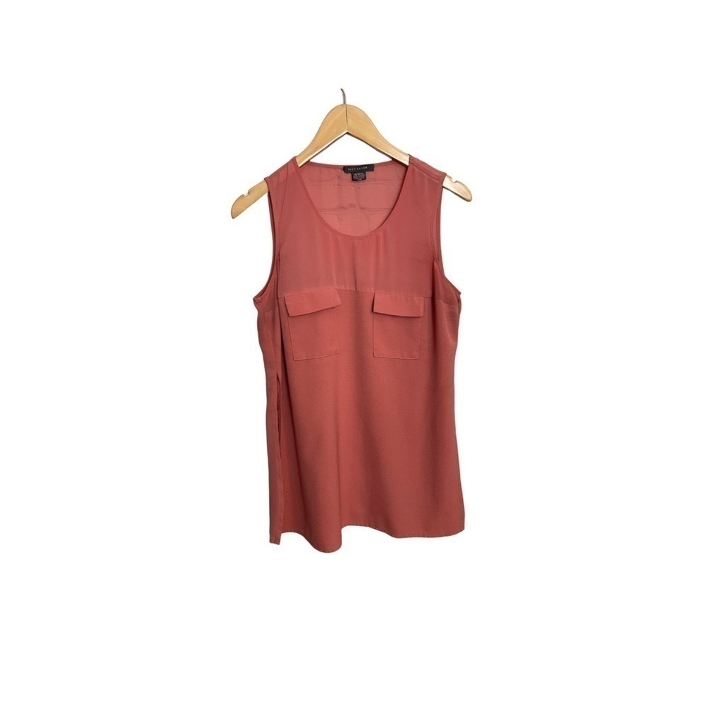 Suzy Shier Pink Sheer Sleeveless Top Blouse Medium